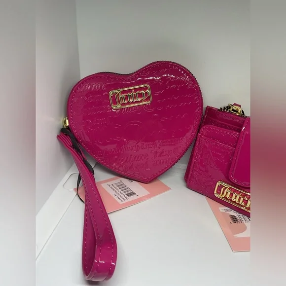 Juicy Couture Pink Heart Wristlet and Wallet Set - Picture 2 of 12